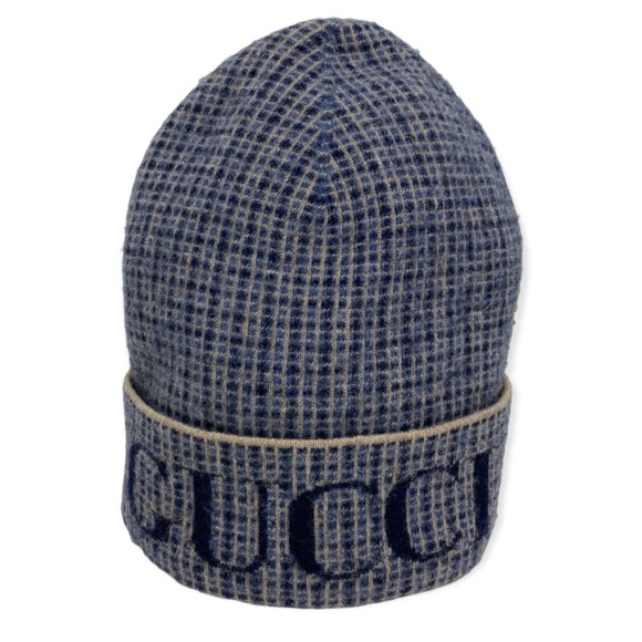 Gucci Logo Wool Knit Cap Blue - Picture 1 of 10
